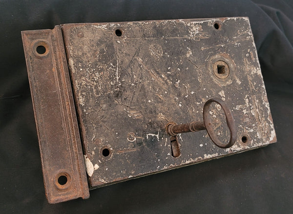 Left Side Rim Lock  Set with Keeper & Key 7 1/4" Wide x 5" Tall GS00494