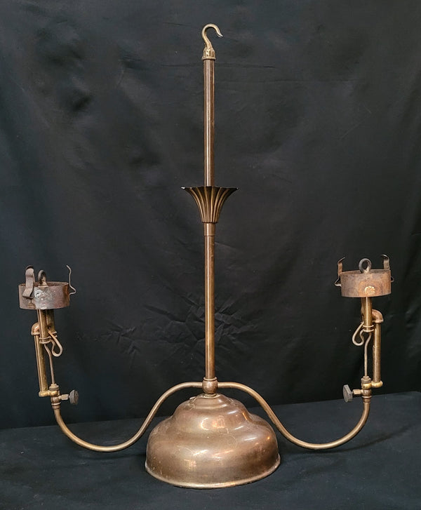 Brass Victorian Hanging Oil Lamp with 2 Burners 23" W x 27" T GS00492