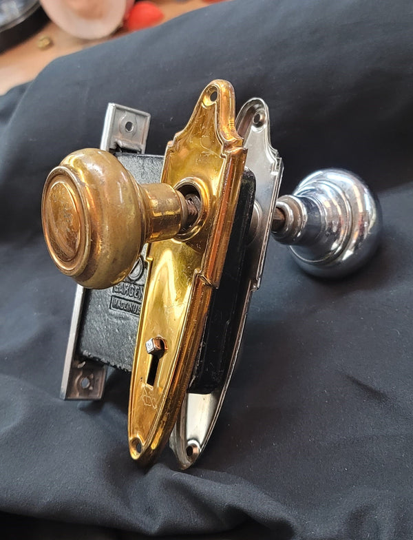 Brass & Chrome Mortice Lock Set w/ Privacy Thumb Turn GS00503