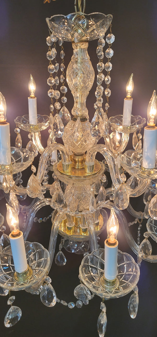 Ornate 12 Light  Two Tier Crystal Prism Chandelier 24" T x 24" W GS00562