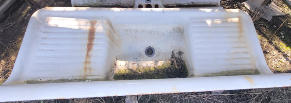 Cast Iron Farm Sink with Double Drain Boards & Tall Back Splash GS00566