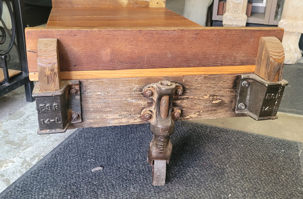 1900's Restored Lineberry Cart Coffee Table w/ Heart Pine Top 53" x 26" GS00839