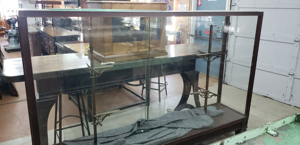 Art Deco Glass Display Case w/ Ornate Bronze Shelf Brackets 84" x 56" GS00796