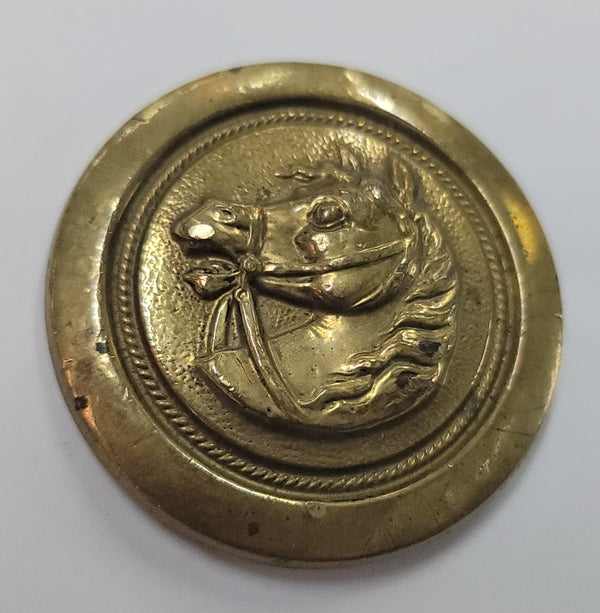 Original Civil War Raised Embossed Horse Bridle Rosette in Brass 2 1/4" GS00814