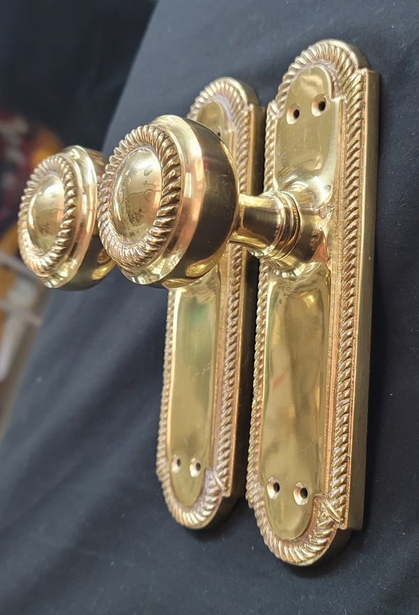 Pair of Georgian Style Solid Brass Dummy Knobs w/ Backplates GS00734