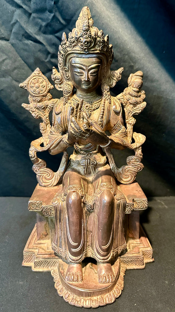Bronze 11" Maitreya Buddhist Statue GA20455