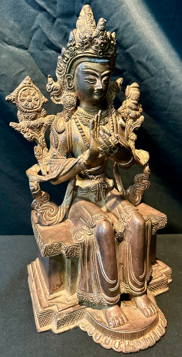 Bronze 11" Maitreya Buddhist Statue GA20455