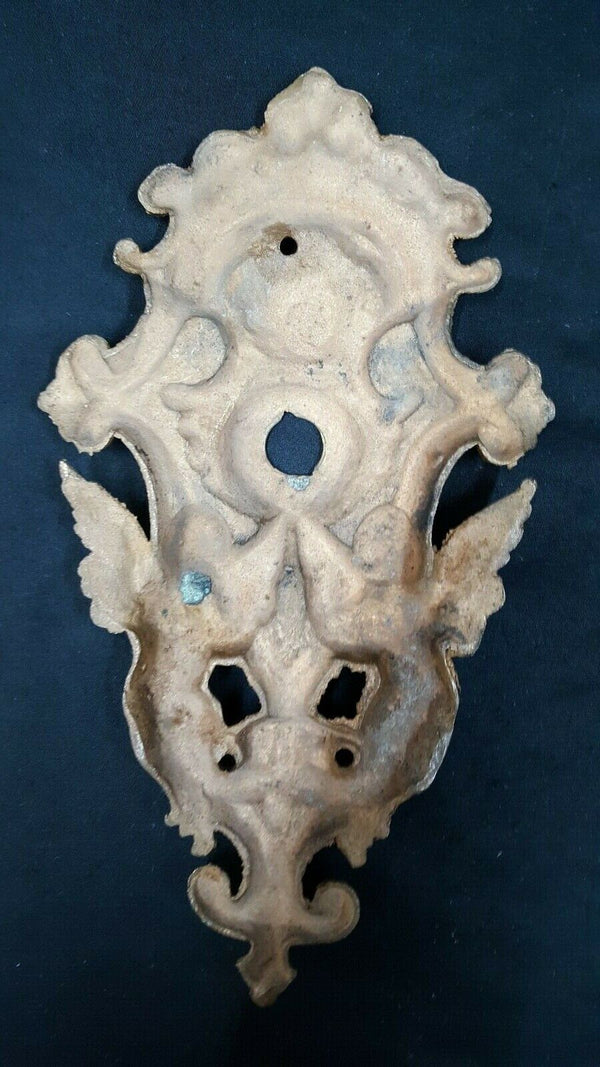 Large Art Nouveau Bronze Double Angel Door Knob Backplate 9 3/4" x 5 1/2 GS00735