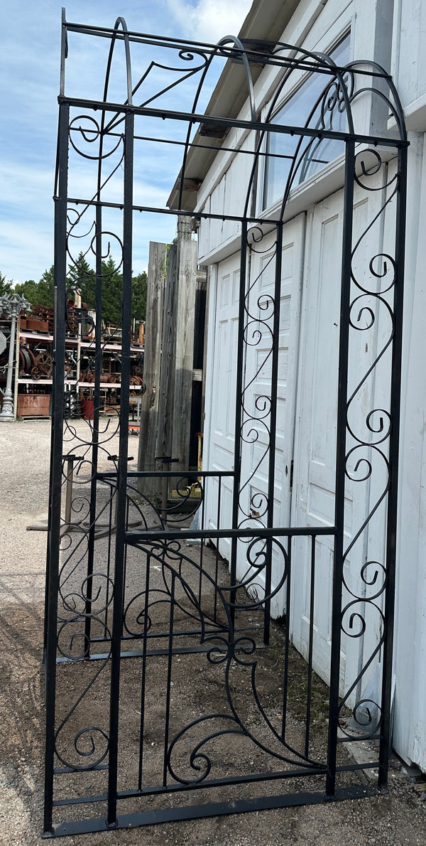 Custom-Built Wrought Iron Arbor w/ Crescent Top Entryway Gates GA20319