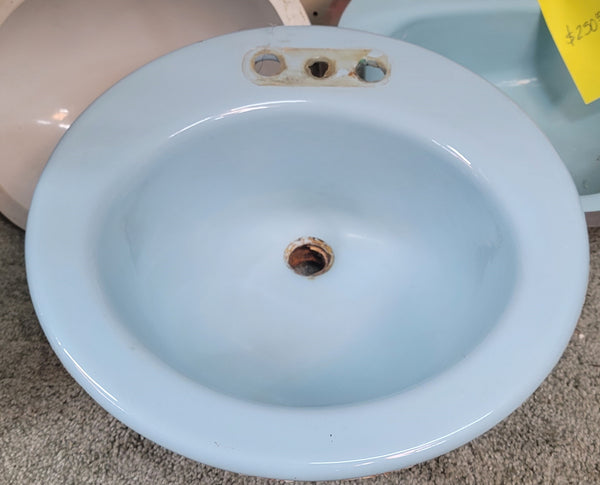 Vintage Light Blue Cast Iron Sink 19" w x 19" d GS00603