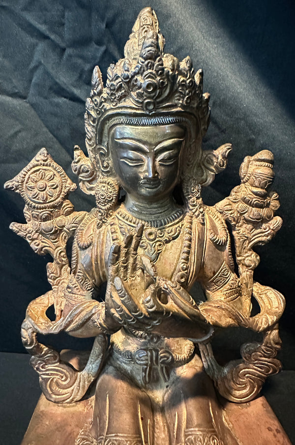 Bronze 11" Maitreya Buddhist Statue GA20455