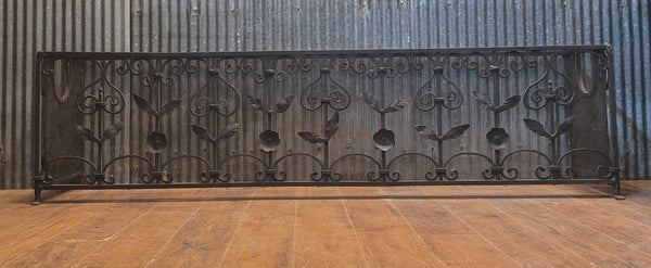 Vintage Ornate Wrought Iron Fireplace Fender 64" L x 16 1/2" T x 14" D GS00820