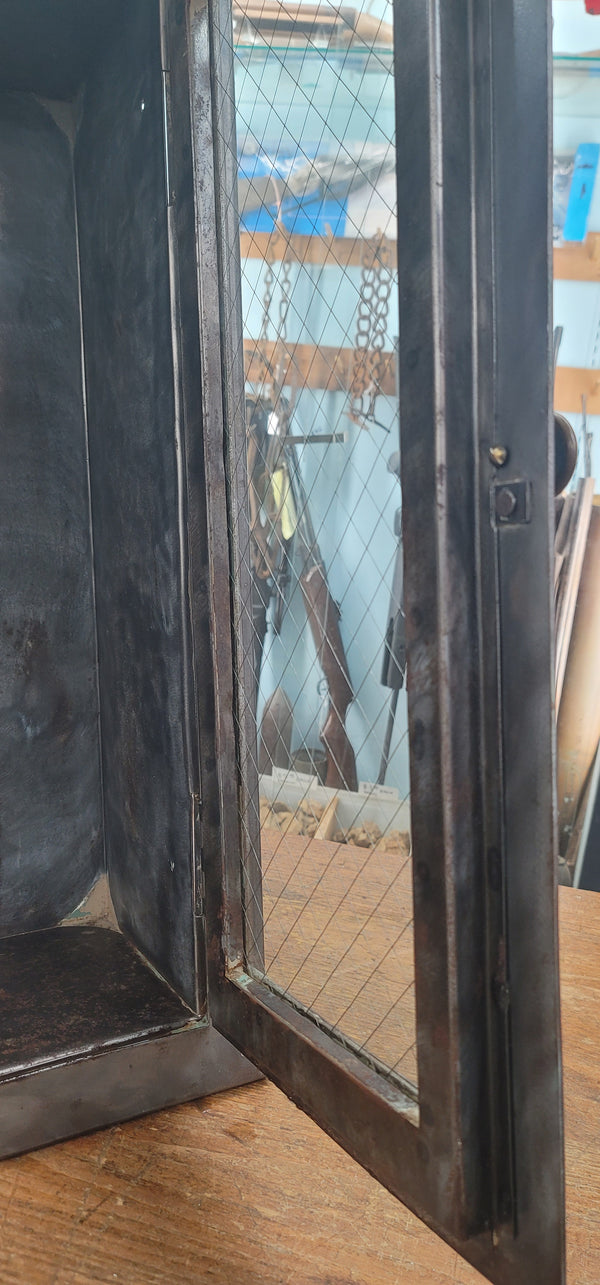 Custom Repurposed Fire Extinguisher Cabinet w/ Chicken Wire Glass GS00816