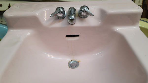 Vintage Cast Iron Wall Mount Pink Sink 23 1/2" W x 18" D GS00604