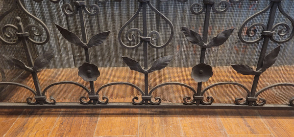 Vintage Ornate Wrought Iron Fireplace Fender 64" L x 16 1/2" T x 14" D GS00820