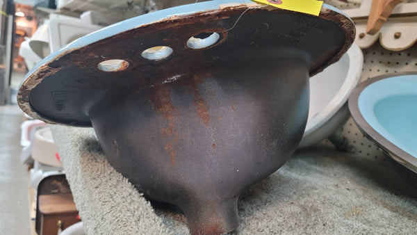 Vintage Light Blue Cast Iron Sink 19" w x 19" d GS00603