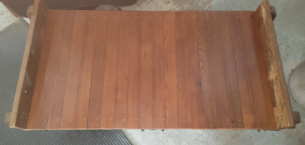 1900's Restored Lineberry Cart Coffee Table w/ Heart Pine Top 53" x 26" GS00839
