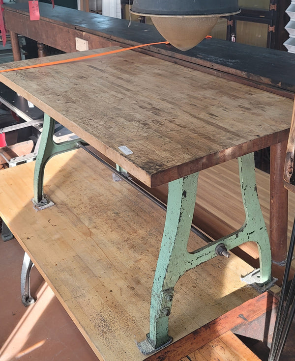 Custom Butcher Block Table Top w/ Industrial Cast Iron Legs 60" x 30" GS00838