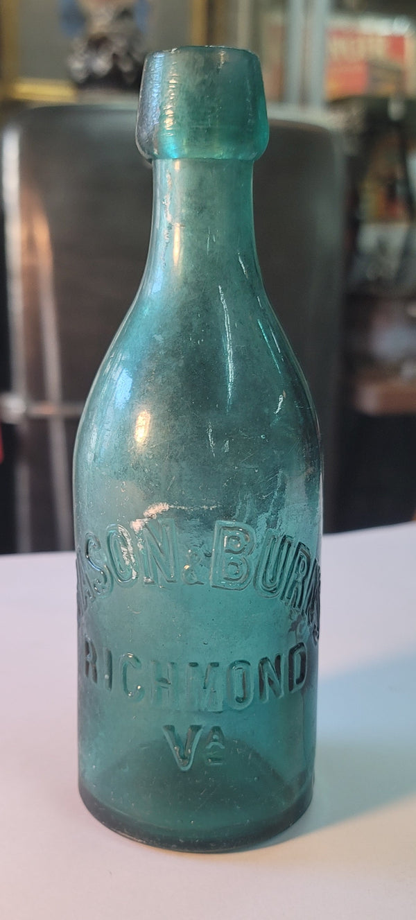 1859 Mason & Burns Richmond VA Blue Green #51130AC Bottle 7 1/4" T GS00818