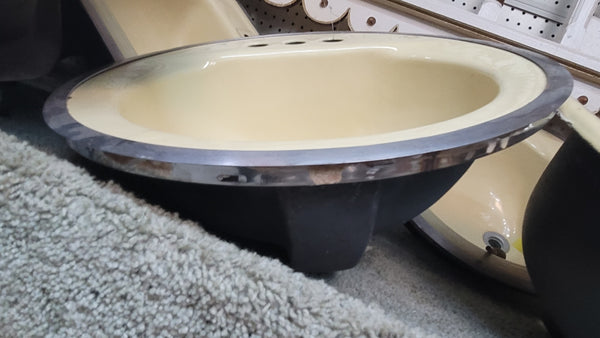 Vintage Gold Cast Iron Sink w/ Chrome Trim 19" x 18 3/4" GS00618