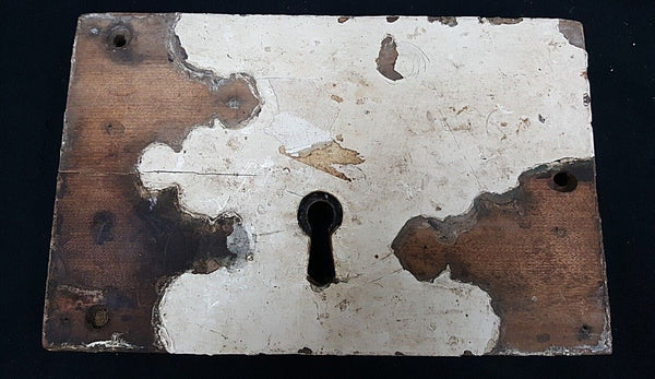 Late 1700's Wood Iron & Brass Right Side 10 1/8" x 6 5/8" Rim Lock GS00803