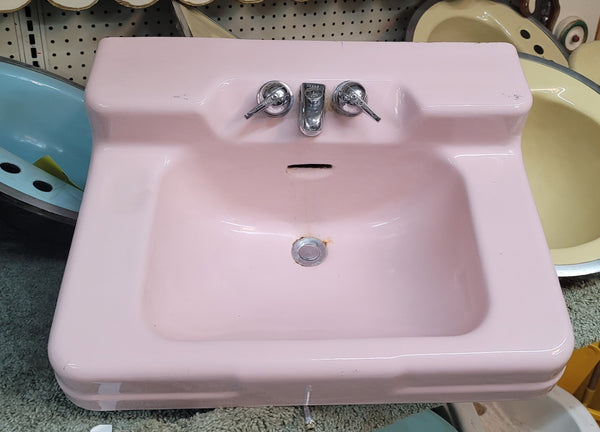 Vintage Cast Iron Wall Mount Pink Sink 23 1/2" W x 18" D GS00604