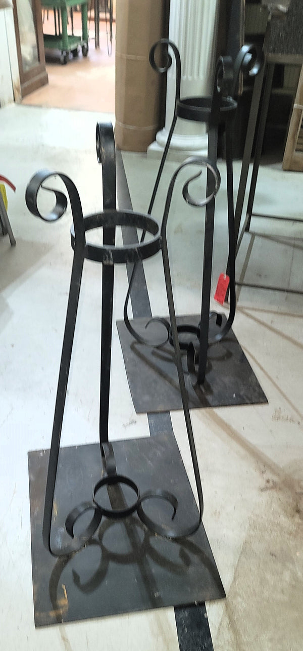 Pair of Custom Wrought Iron Free Standing Planters 39 1/2" x 18" GS00824