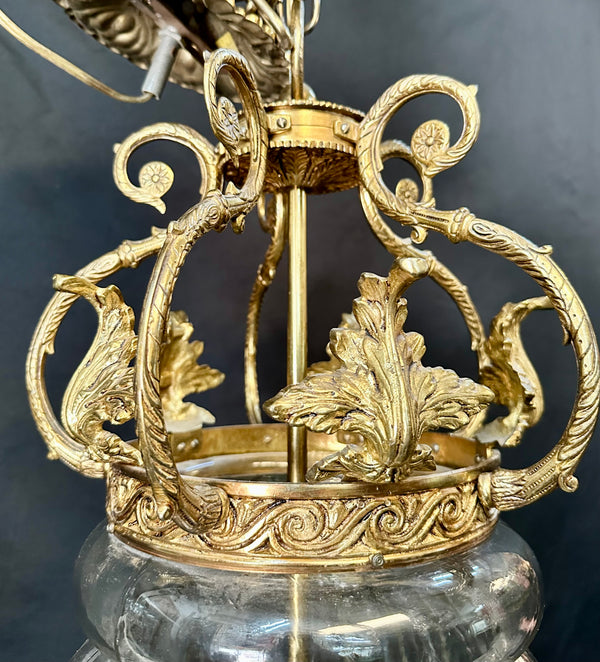 Antique 36" Tall Ornate Brass and Crystal Chandelier - GA20012