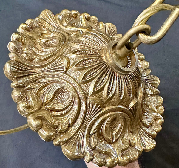 Antique 36" Tall Ornate Brass and Crystal Chandelier - GA20012