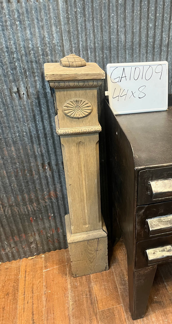 Restored Newel Post with Hand Carved & Floral Accents 44" x 8" GA10109
