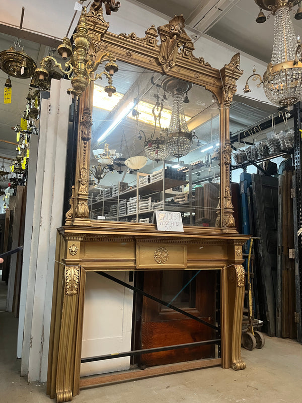 Monumental Gilded Fireplace Mantel & Mirror GA10159