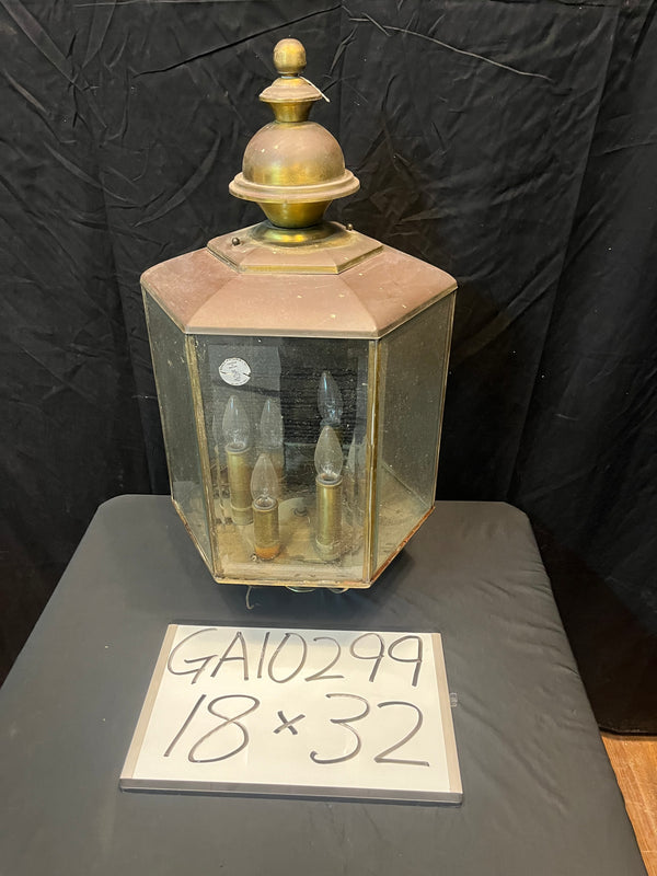 Brass 6-Bulb Street Lamp w/ Bevelled Glass GA10299