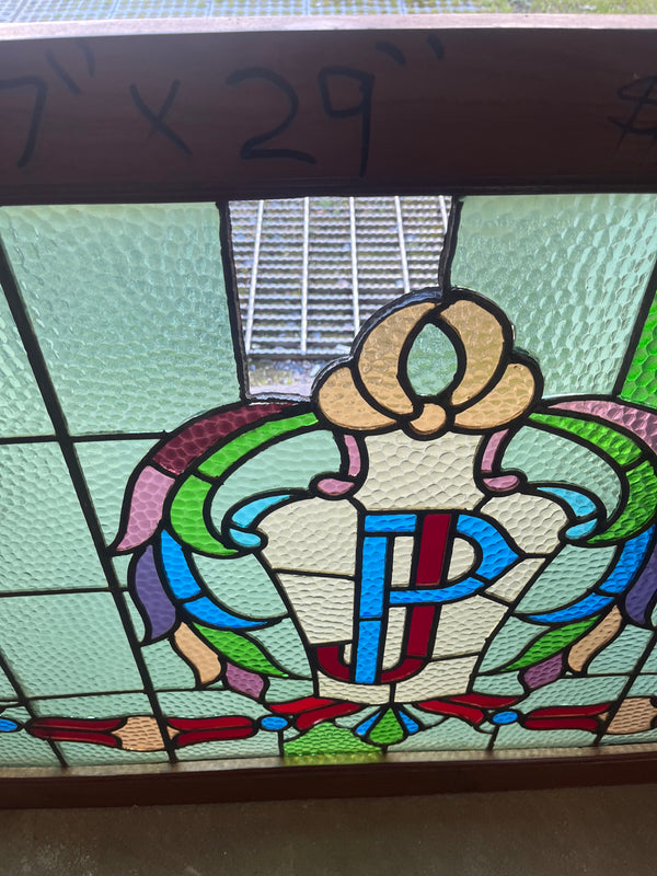 Stained Glass "JP" Transom Window GA10412