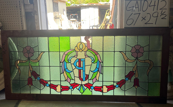 Stained Glass "JP" Transom Window GA10412