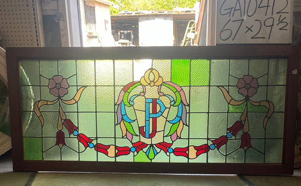 Stained Glass "JP" Transom Window GA10412