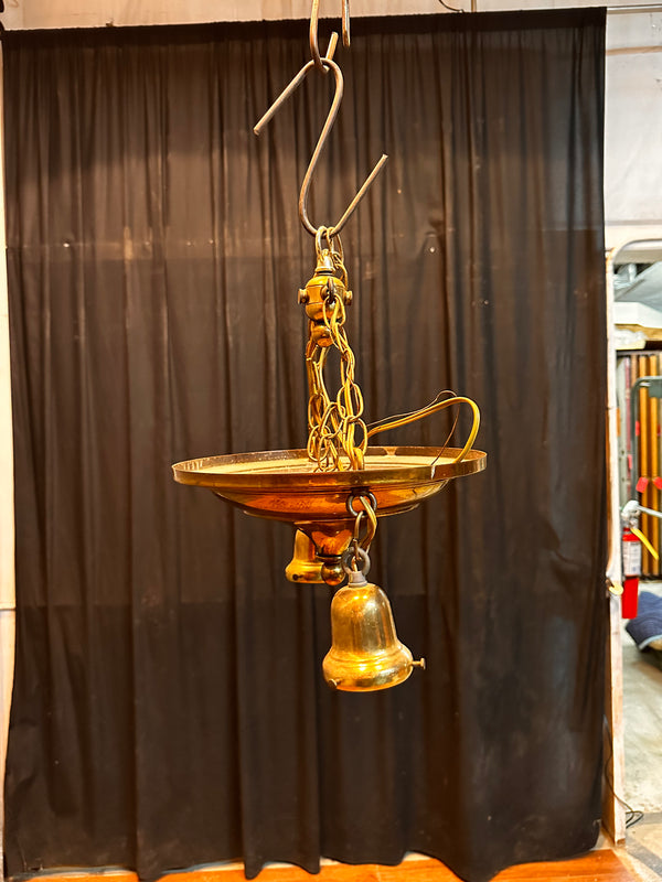 ART DECO DUAL-LIGHT PAN-STYLE BRASS LIGHT FIXTURE GA10009