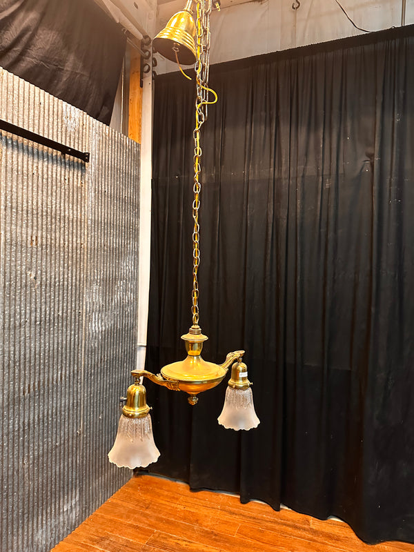 ART DECO DUAL-HANGING LIGHT FIXTURE WITH SHADES GA10016