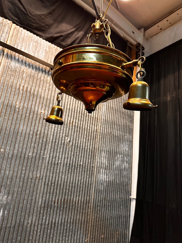 ART DECO DOUBLE HANGING PAN-STYLE LIGHT FIXTURE GA10022