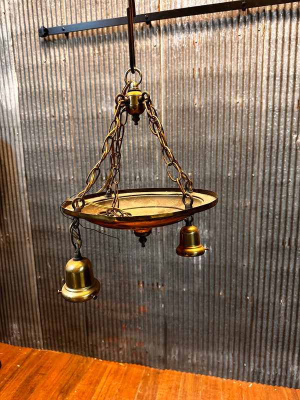 ART DECO DUAL-LIGHT HANGING PAN-STYLE LIGHT FIXTURE GA10024