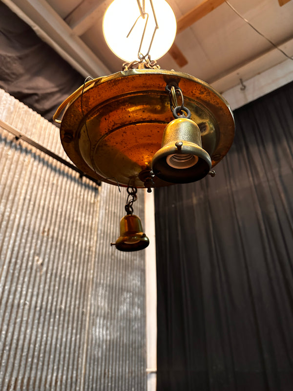ART DECO DUAL-LIGHT HANGING PAN-STYLE LIGHT FIXTURE GA10024