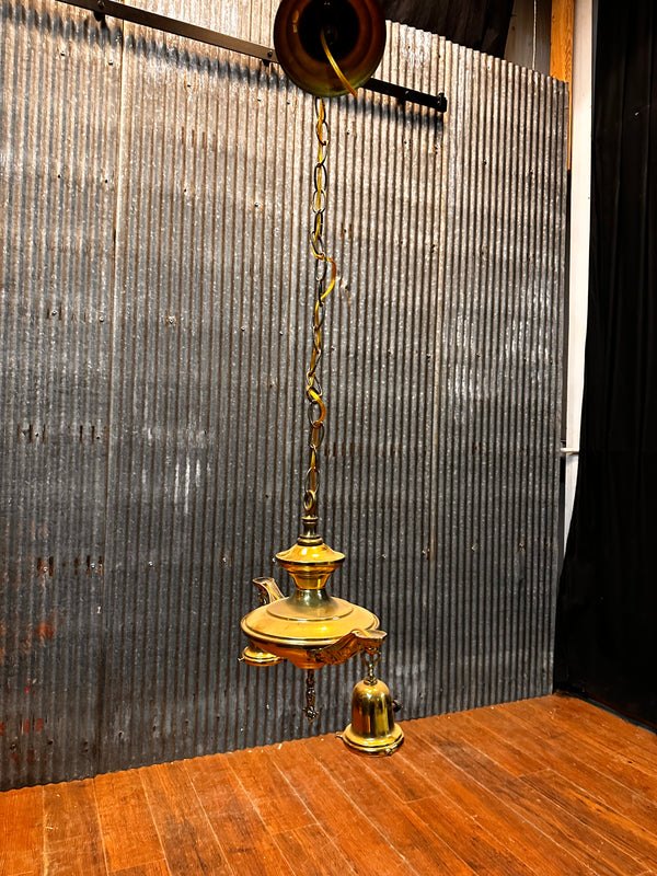 ART DECO BRASS DOUBLE-ARMED PAN-STYLE LIGHT FIXTURE GA10028