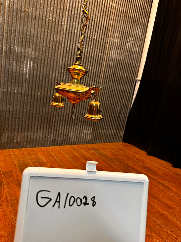 ART DECO BRASS DOUBLE-ARMED PAN-STYLE LIGHT FIXTURE GA10028