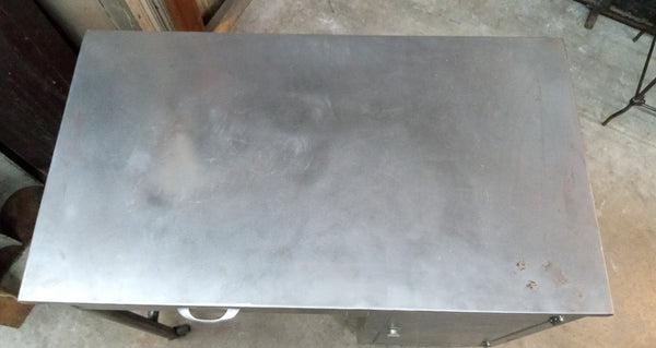 1800's Steel Medical Desk with Top Draw & Side Tray Shelves on Wheels GA9360
