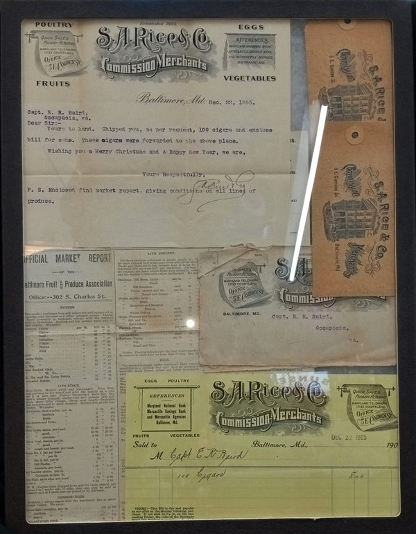 1905 Correspondence to Captain E.R. Baird Aide to Gen. George Pickett Framed GA9390