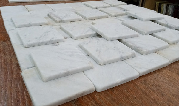Lot of 78 Reclaimed 3 7/8" x 3 7/8" Square Carrara Honed Marble Tiles GA9540