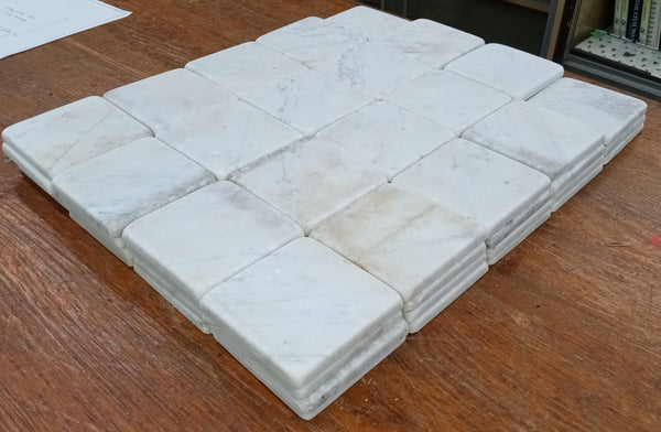 Lot of 78 Reclaimed 3 7/8" x 3 7/8" Square Carrara Honed Marble Tiles GA9540