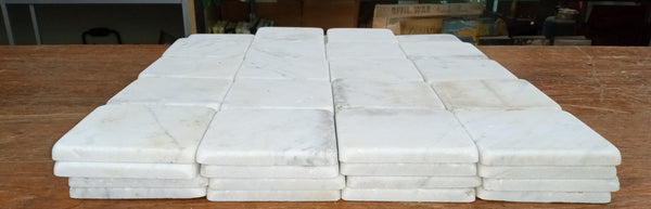 Lot of 78 Reclaimed 3 7/8" x 3 7/8" Square Carrara Honed Marble Tiles GA9540