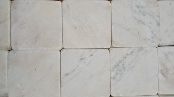 Lot of 78 Reclaimed 3 7/8" x 3 7/8" Square Carrara Honed Marble Tiles GA9540