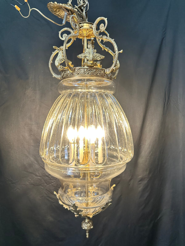 Antique 36" Tall Ornate Brass and Crystal Chandelier - GA20012
