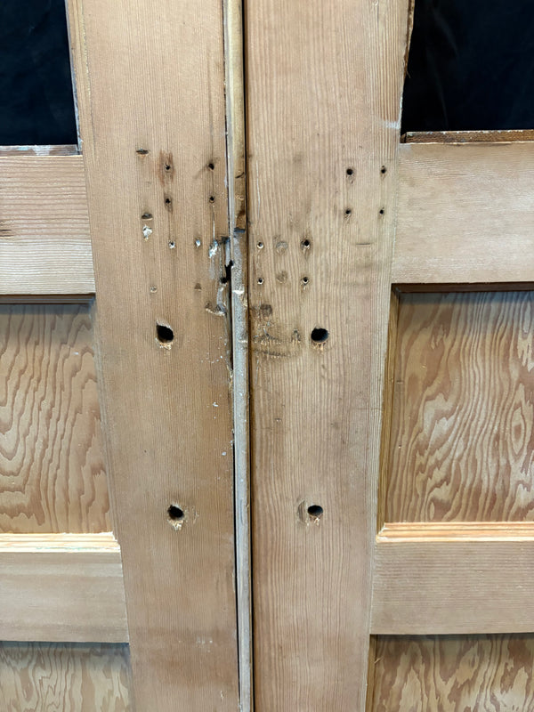 Antique 1/2 Glass Pine Door Pair GS6007
